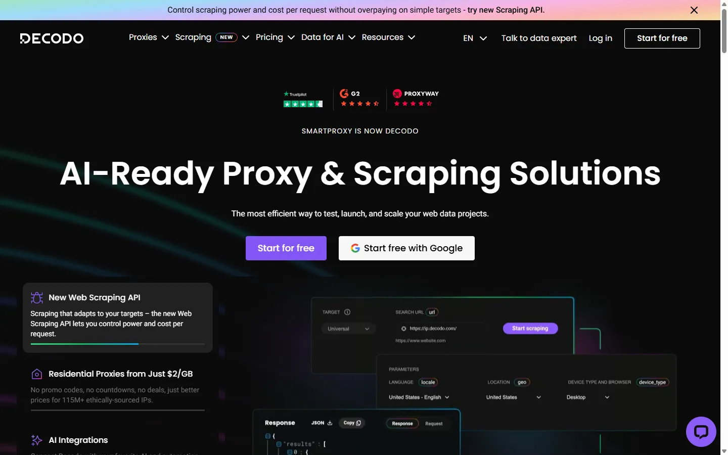Decodo homepage