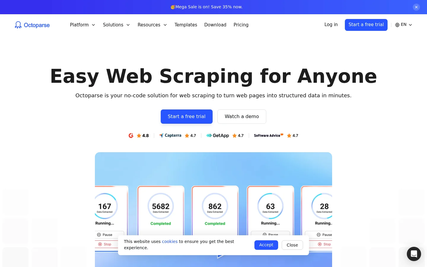 Octoparse homepage