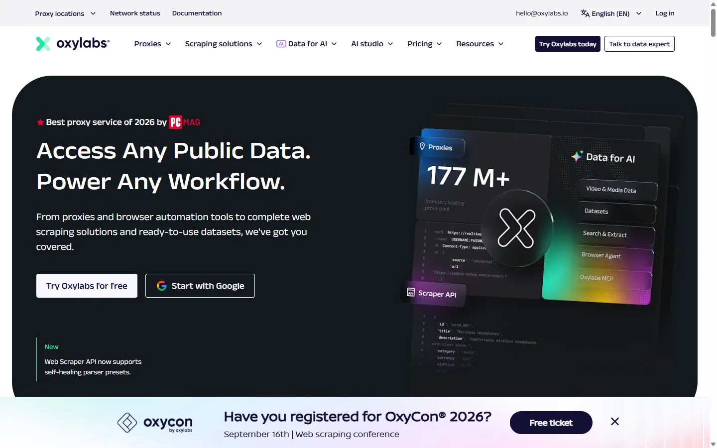Oxylabs homepage