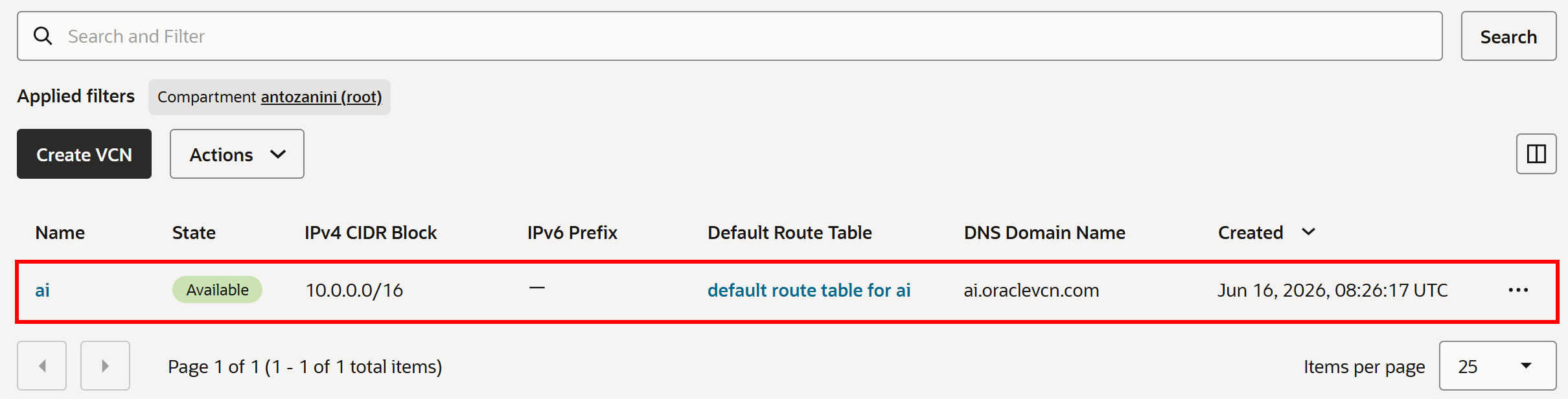 Note the “ai” VCN