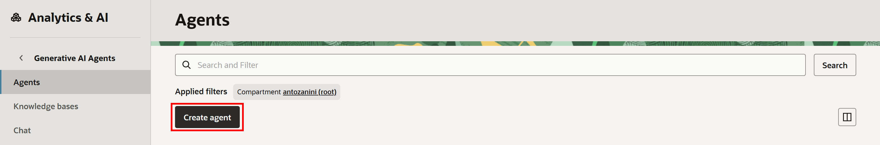 Clicking the “Create agent” button