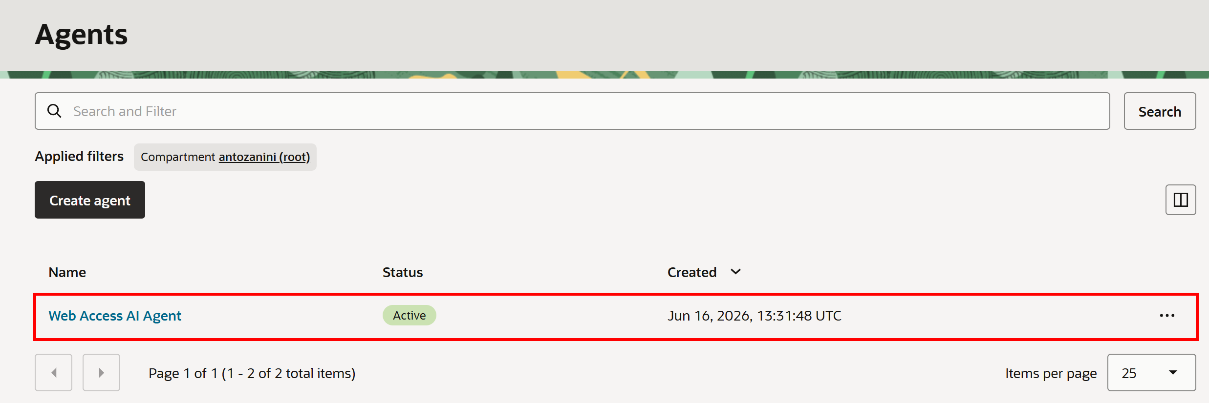 Note the “Web Access AI Agent” entry