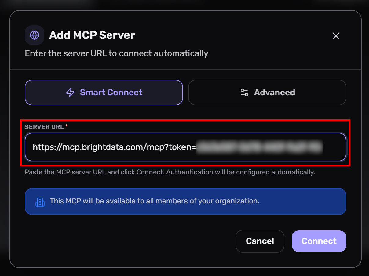 Filling out the “Add MCP Server” form