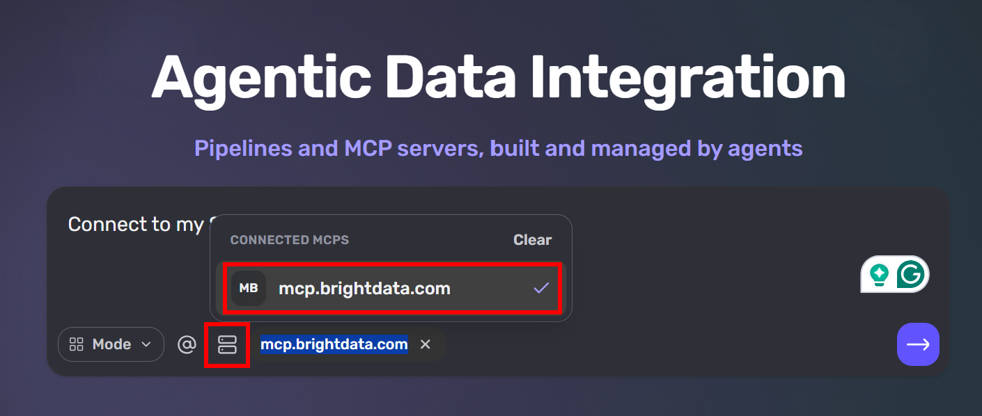 Adding the Web MCP server to the chat