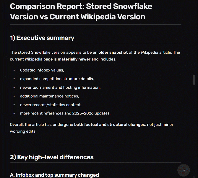 The final content comparison report