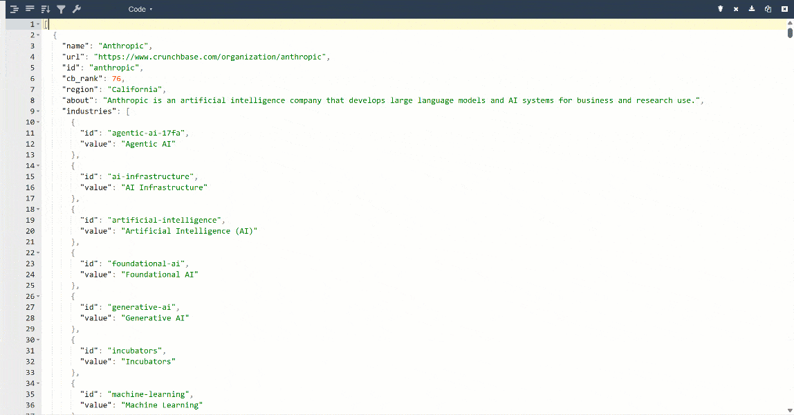 Explore the scraped data in the JSON viewer