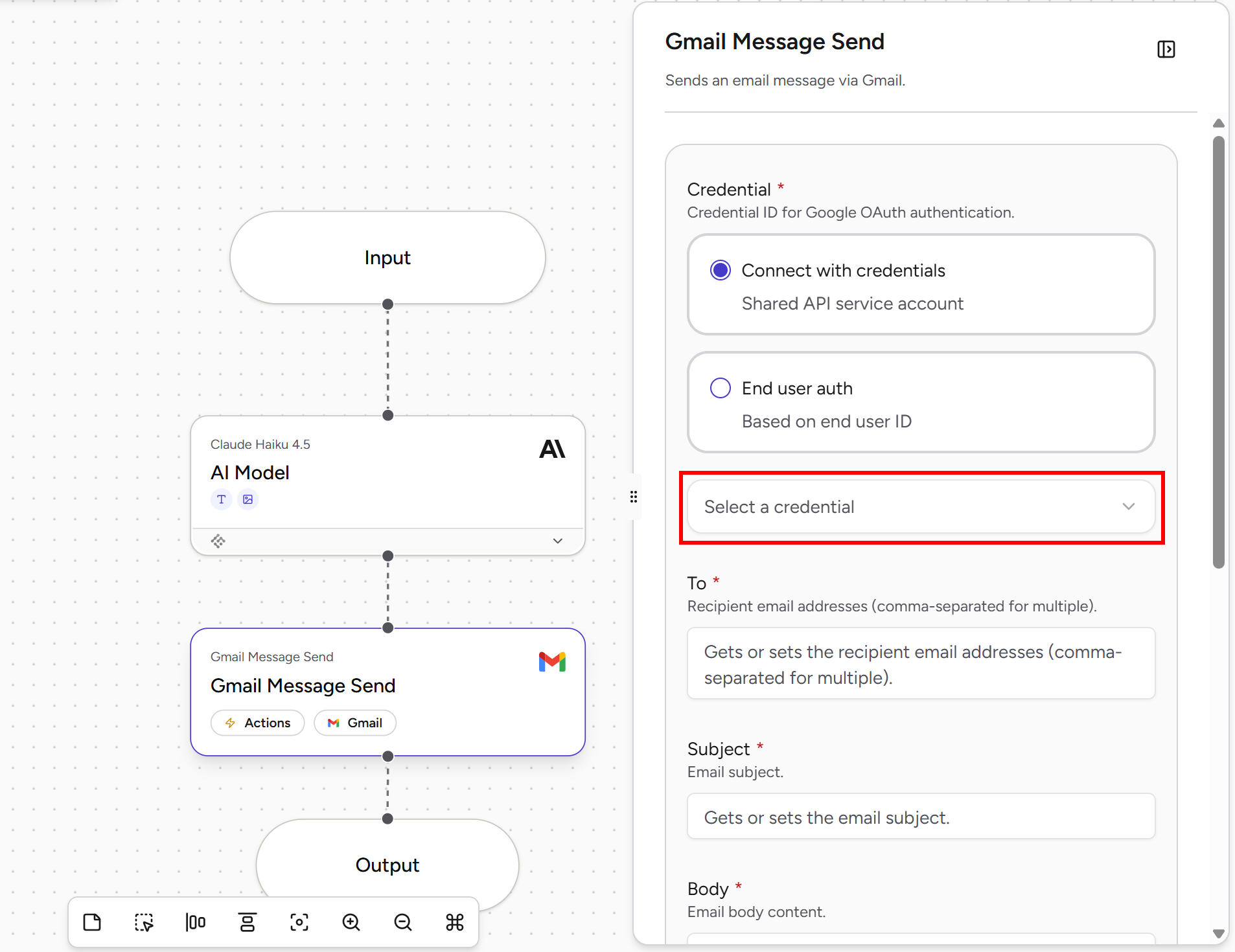 Starting the Google Gmail authentication workflow