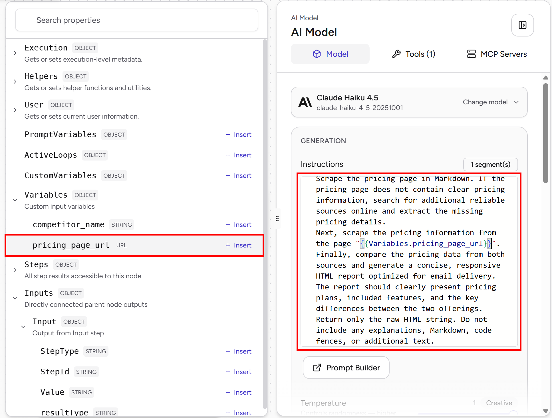 Note the “AI Model” instructions