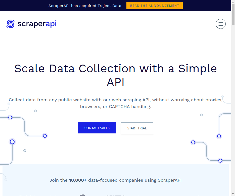 ScraperAPI home page