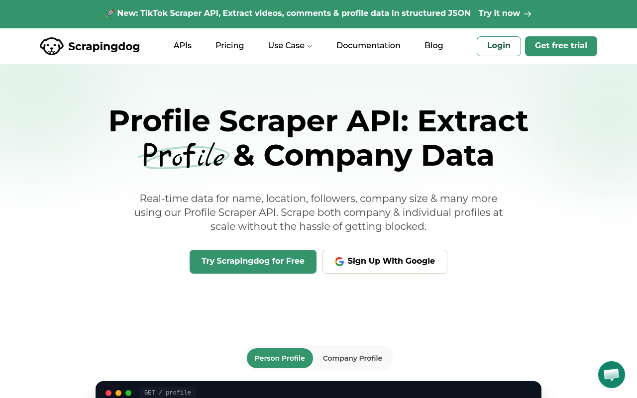 Scrapingdog LinkedIn Scraper API