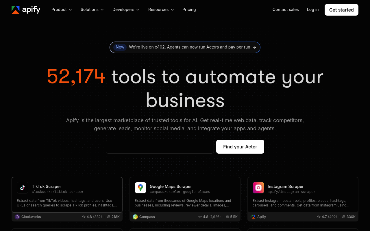 Apify social media data provider