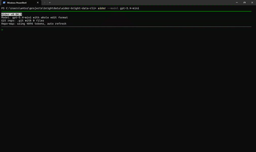 Bright Data-powered website replication workflow in Aider