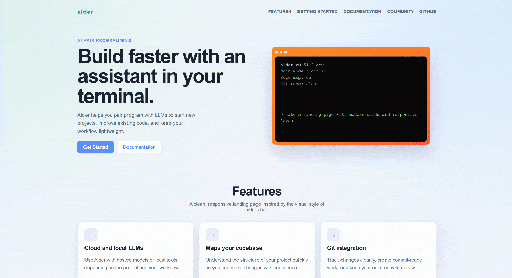The website produced by Aider