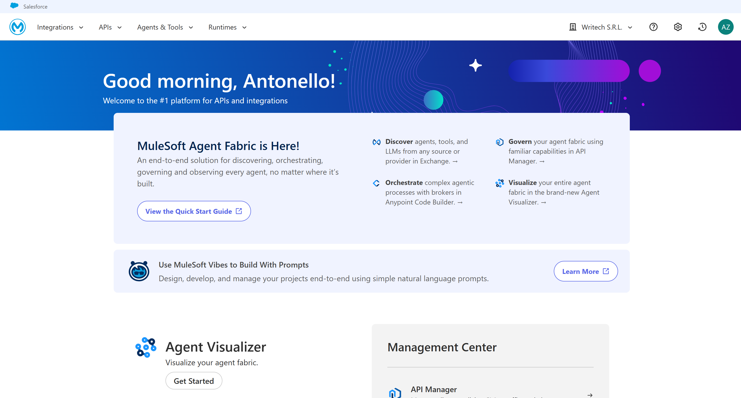 The MuleSoft Anypoint Platform dashboard