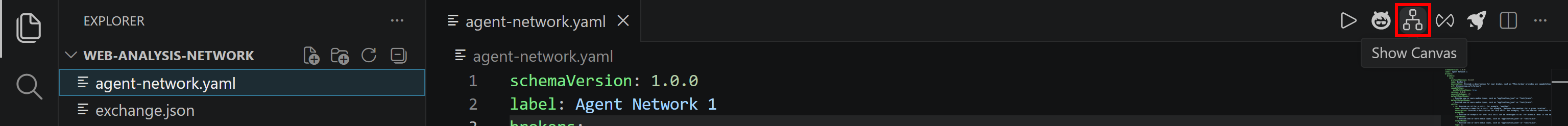 Pressing the “Show Canvas” button