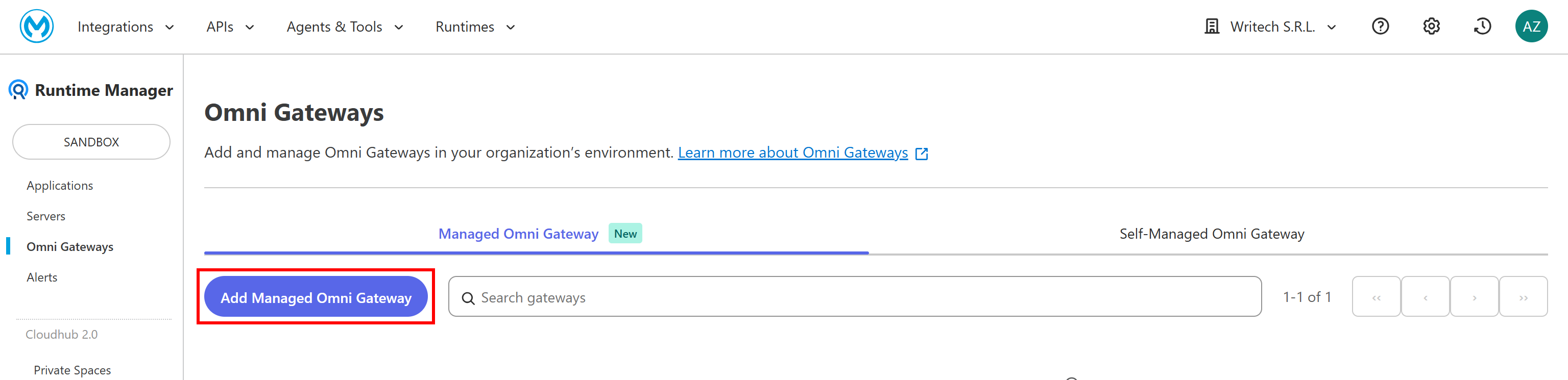 Configuring a managed Omni Gateway