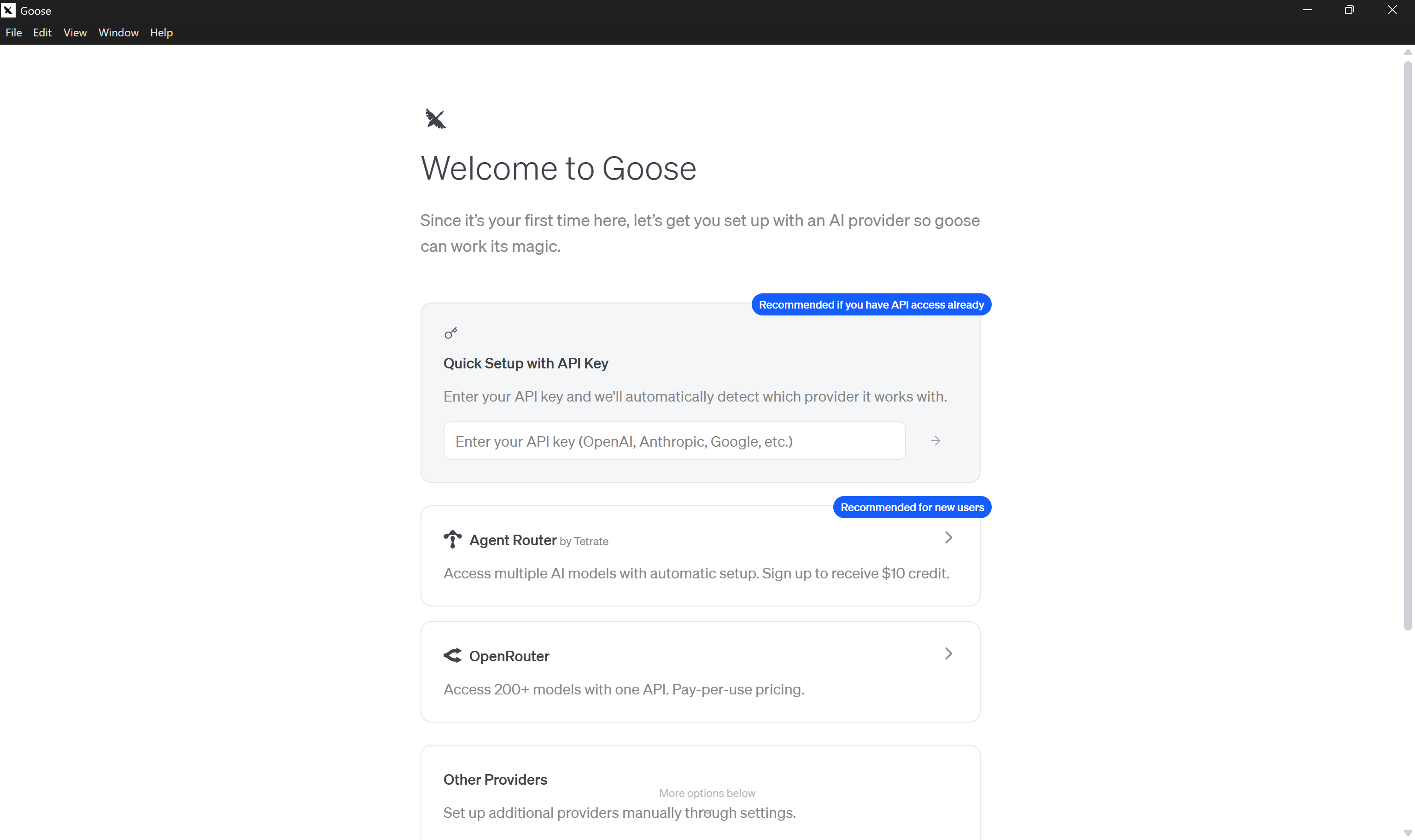 The goose welcome message