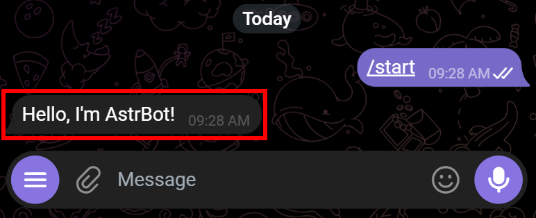 Note the “Hello, I’m AstrBot!” message