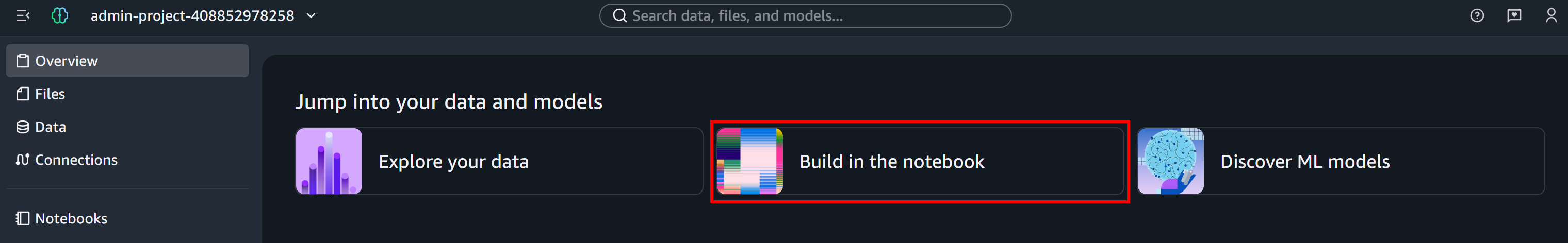 Pressing the “Build in the notebook” button