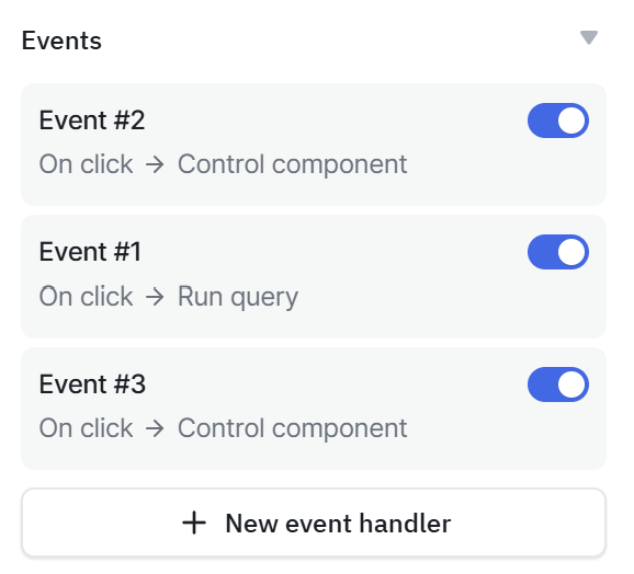 Note the three events associated to “On click”