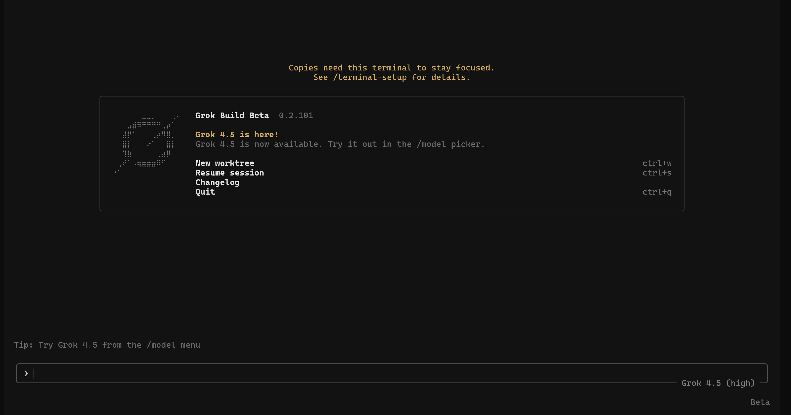 The Grok Build TUI