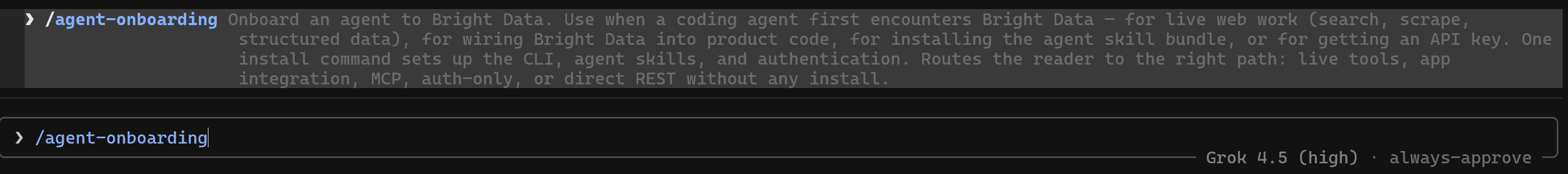 The “/agent-onboarding” command