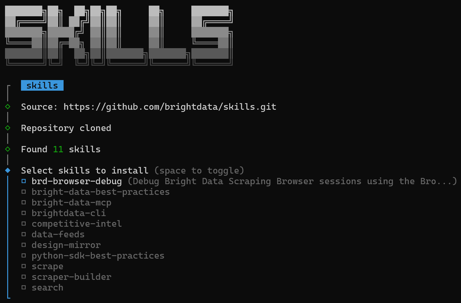 Selecting the skills to install