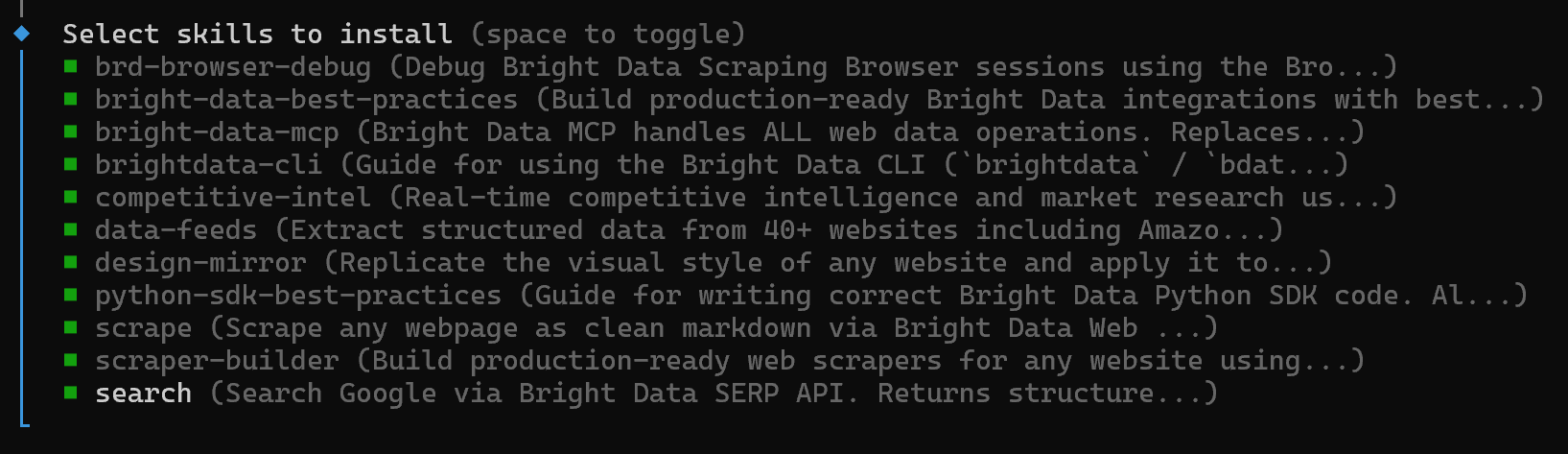 Toggling all Bright Data skills