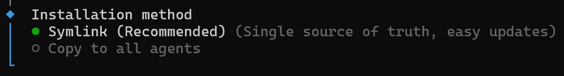 Selecting the “Symlink” option