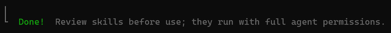 The final success message