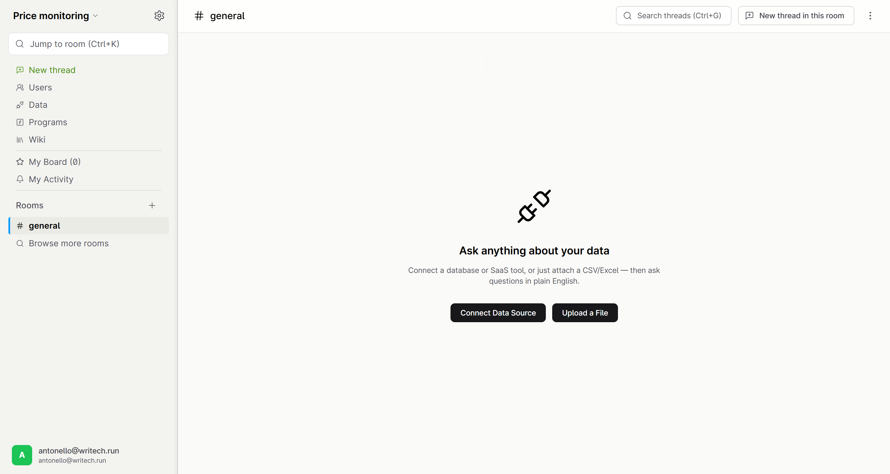 The “Price monitoring” PromptQL project