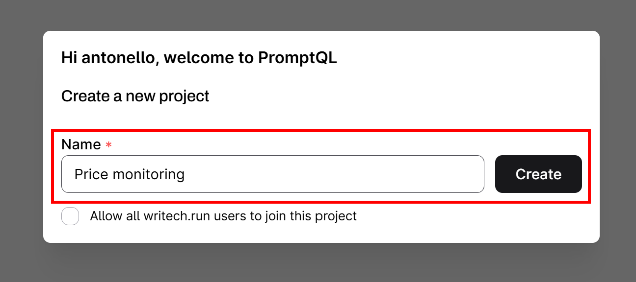 Creating the “Price monitoring” project