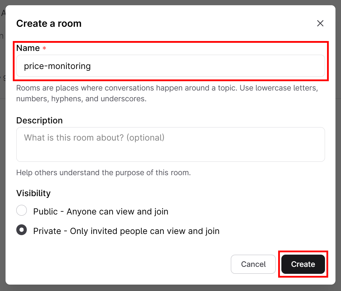 Creating a new “price-monitoring” room