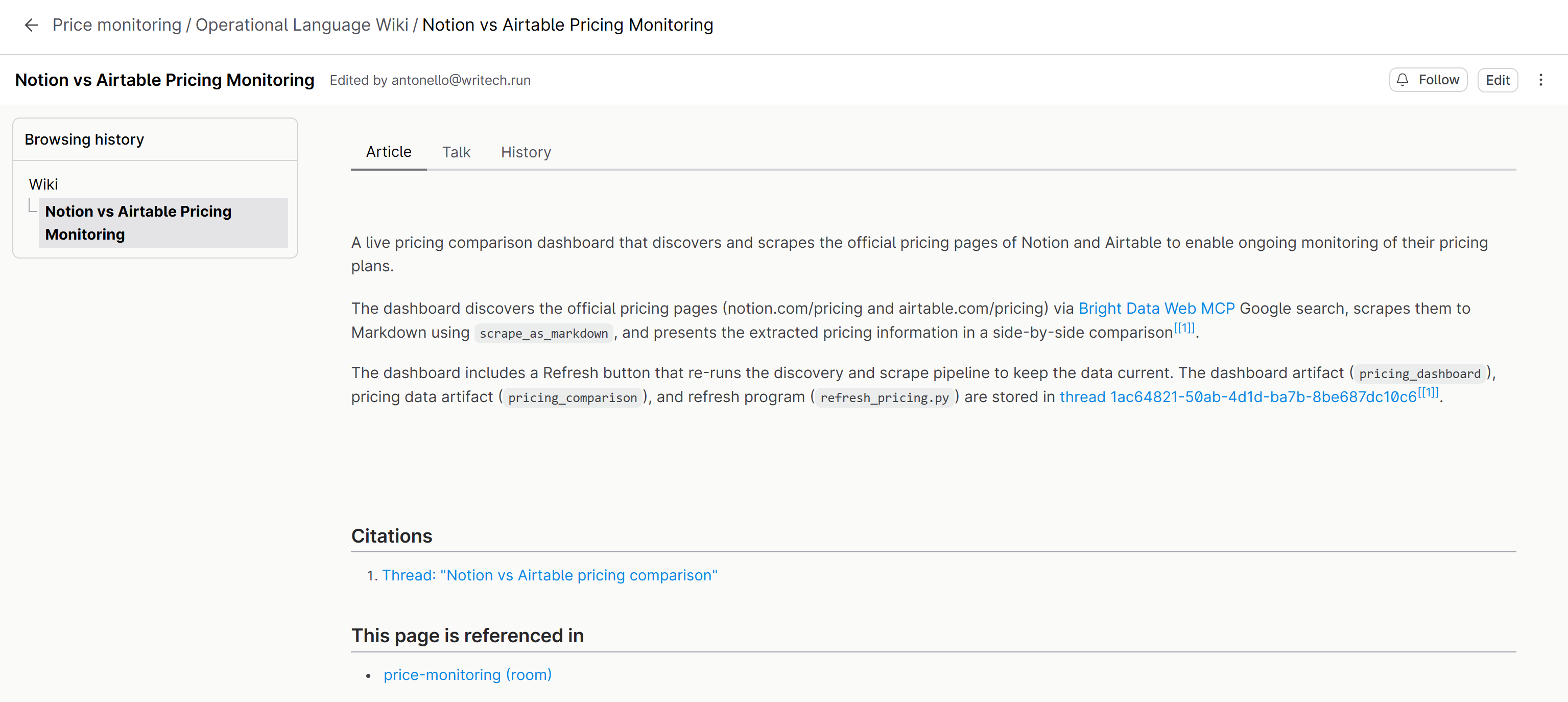 Exploring the “Notion vs Airtable Pricing Monitoring” page