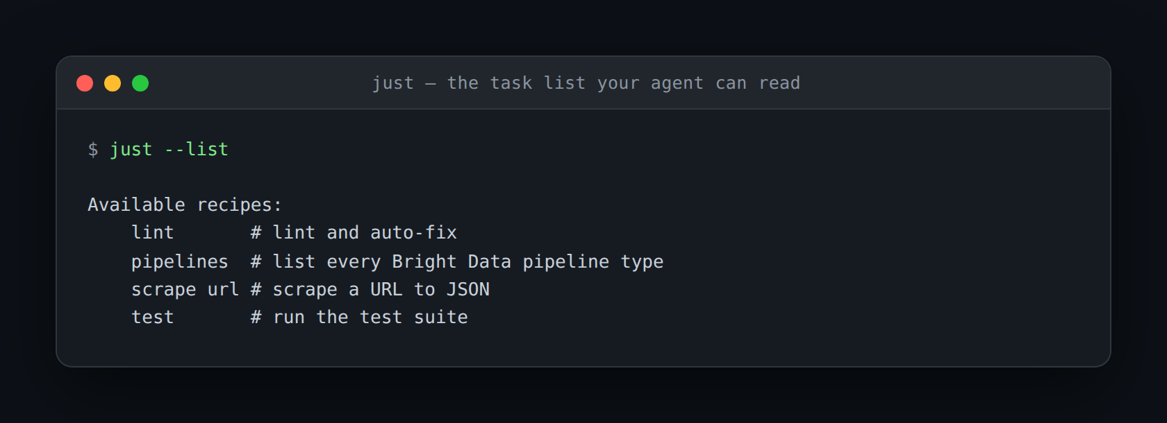 just, list showing named project tasks with descriptions