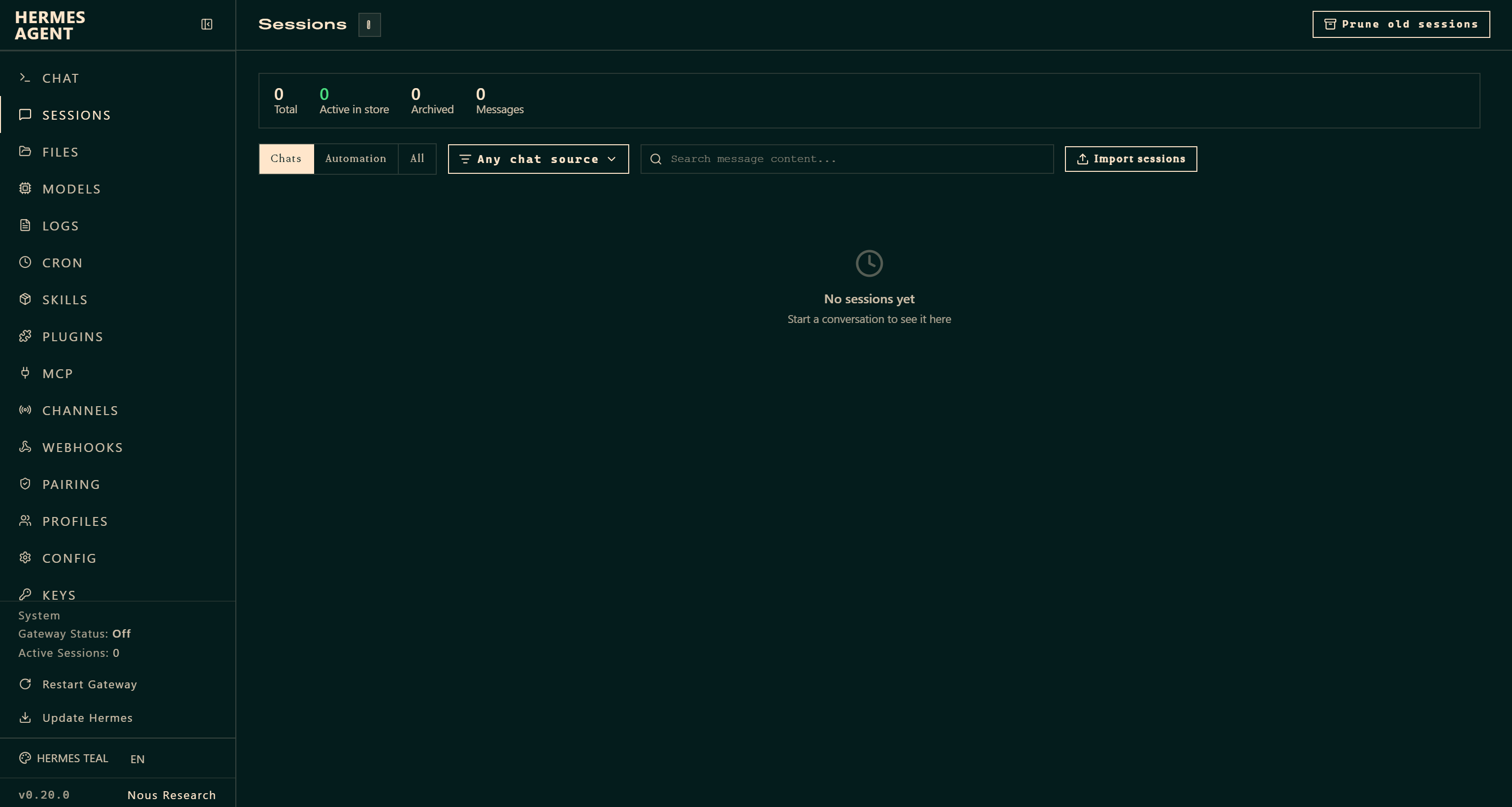 The Hermes Agent web dashboard
