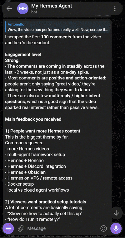 The final message produced by the agent