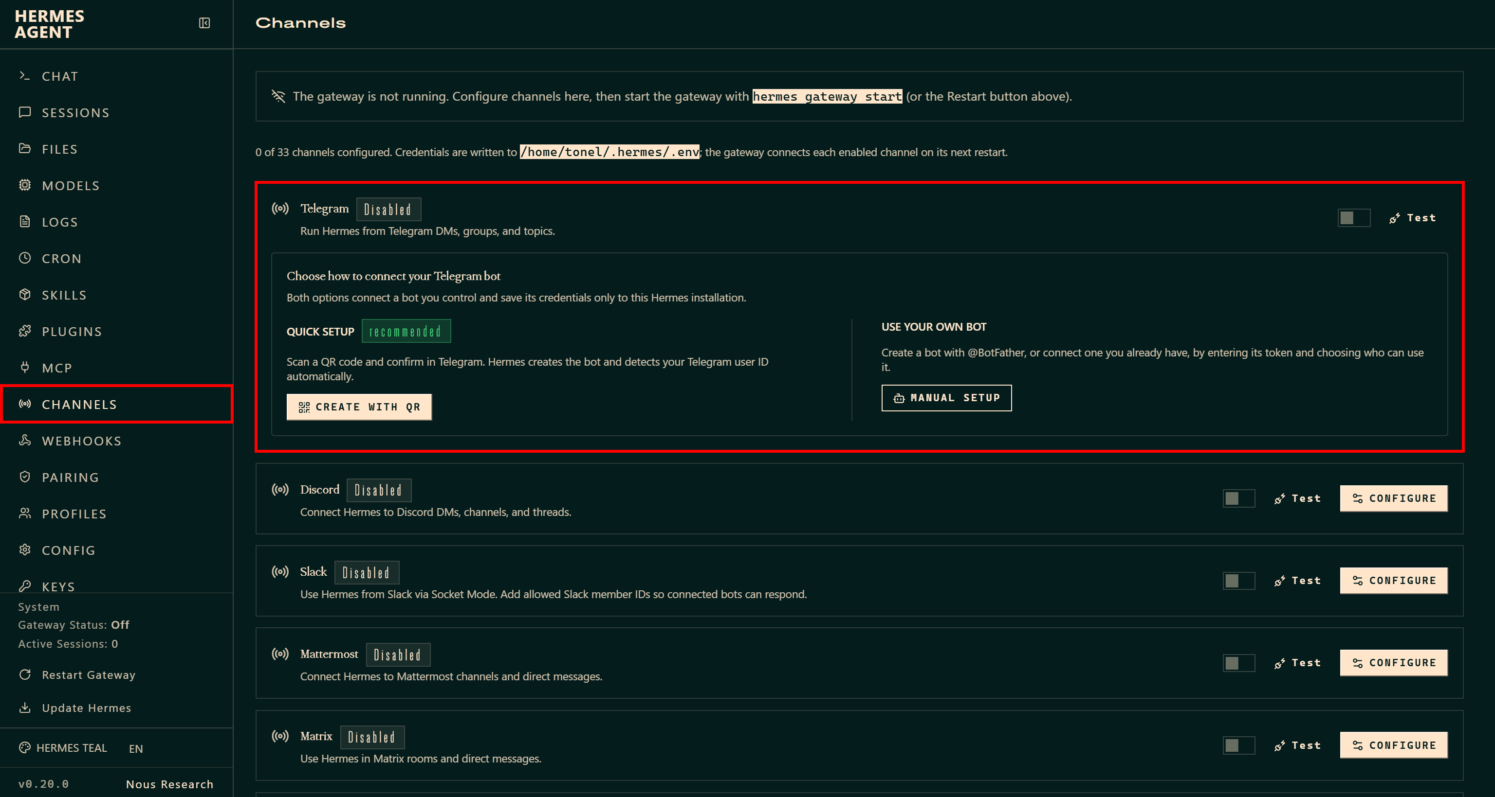Connecting Hermes Agent to Telegram