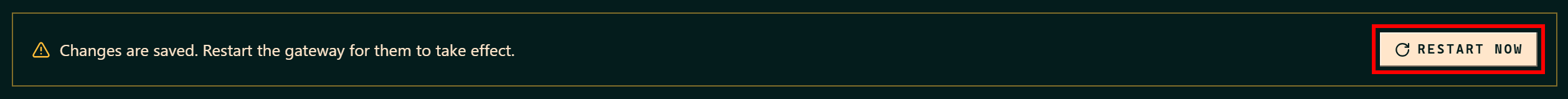 Pressing the “RESTART NOW” button