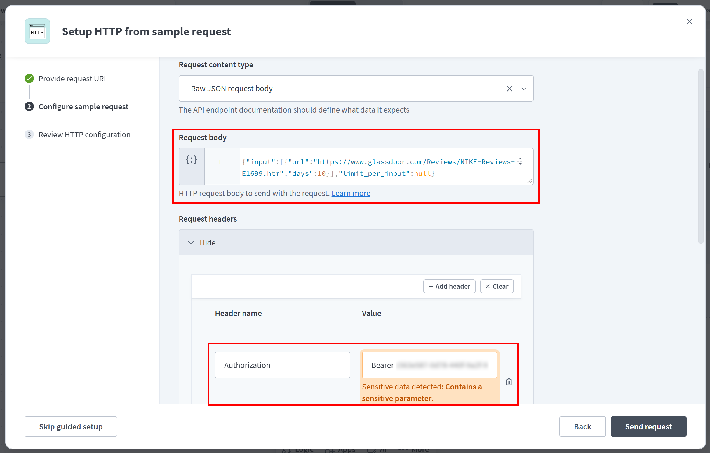 Setting up the POST request to the Bright Data Glassdoor Reviews Scraping API (2)