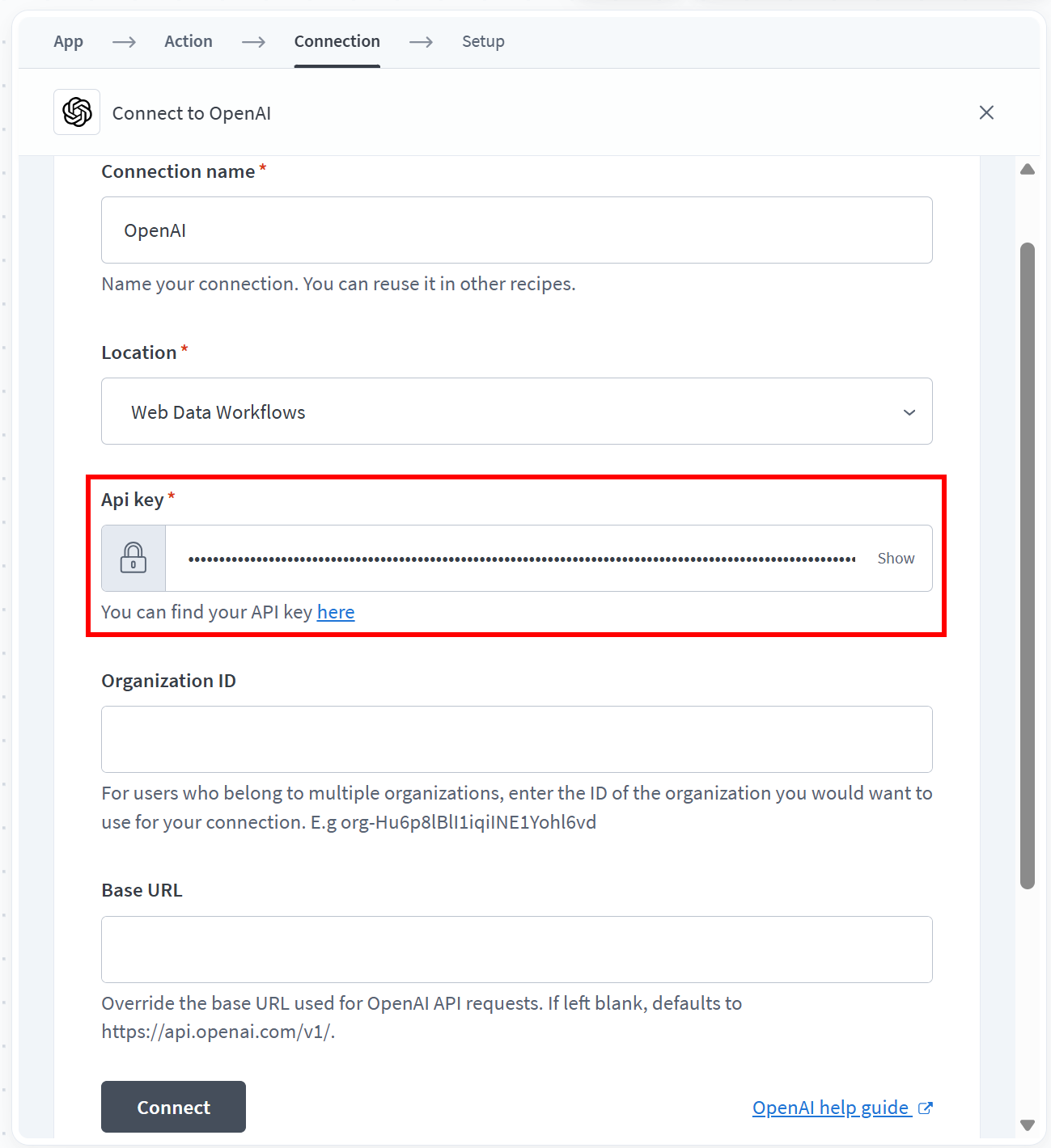 Configuring the OpenAI connection