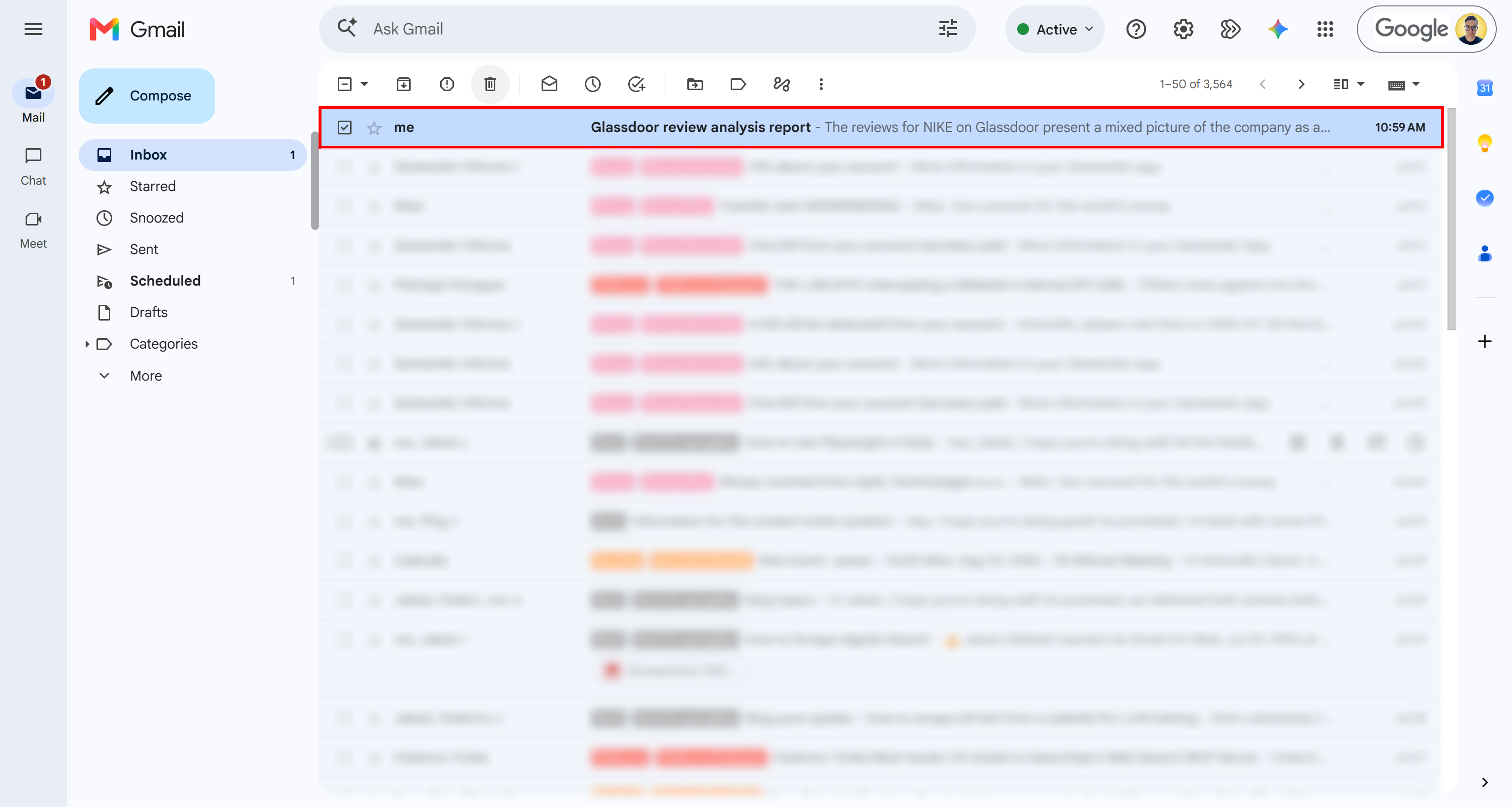 Note the email generated by the Workato recipe arriving in your inbox