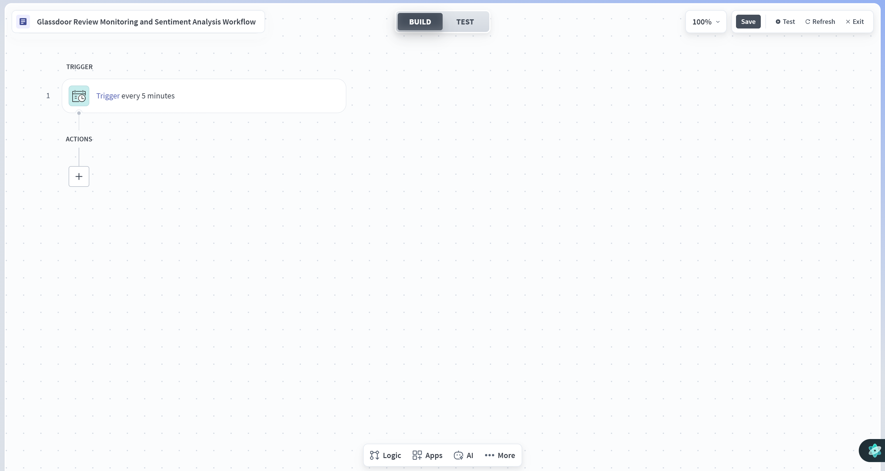 The recipe editor page
