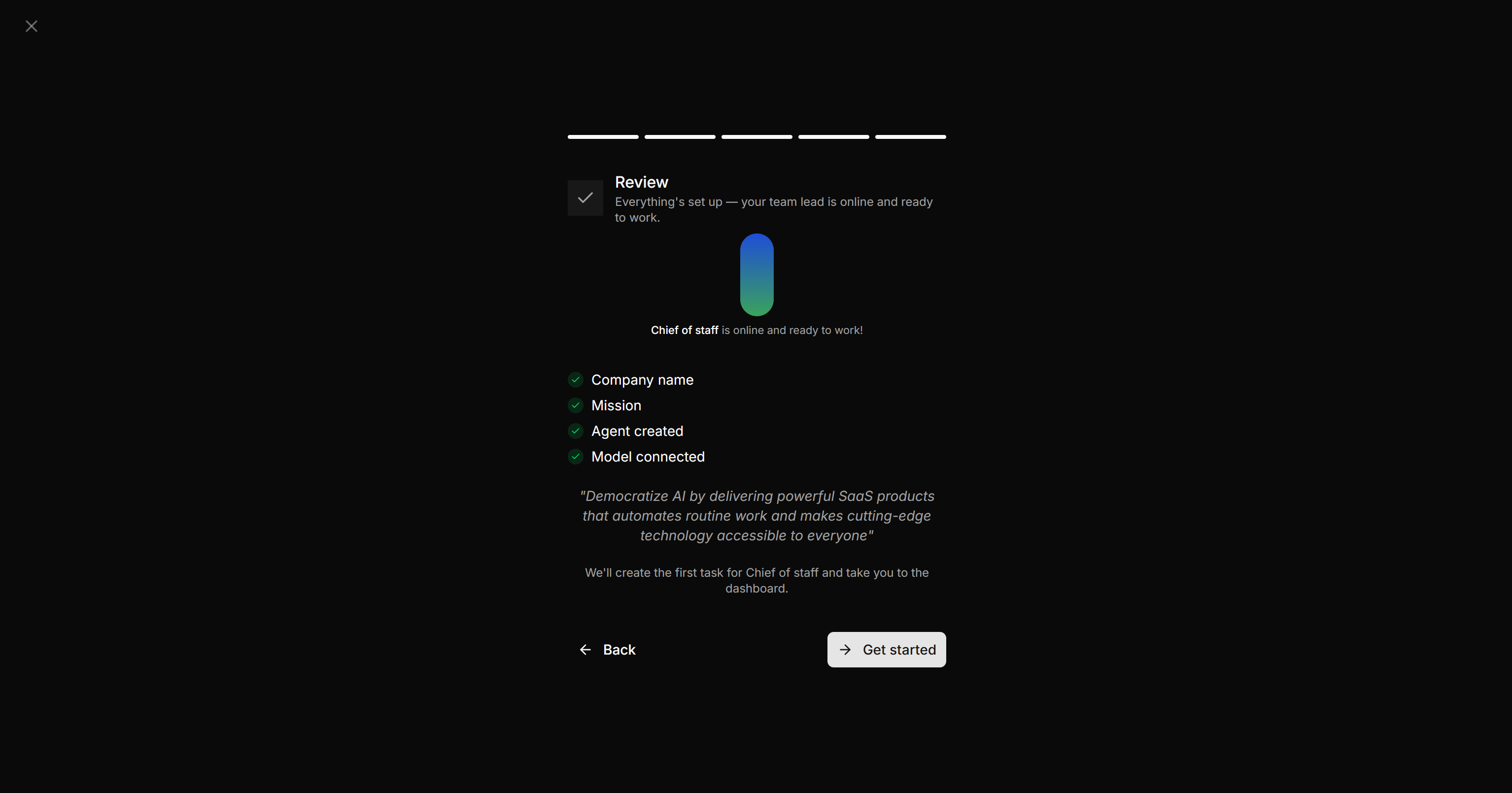 Final step of the onboarding process