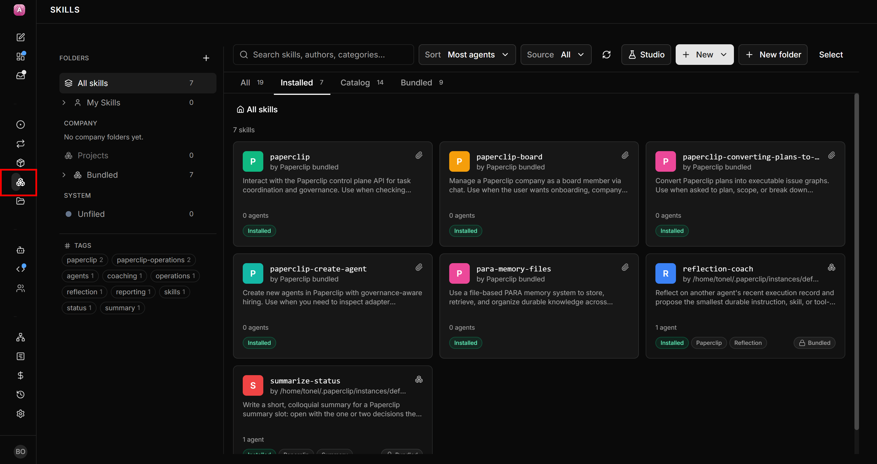 Reaching the “Skills” page