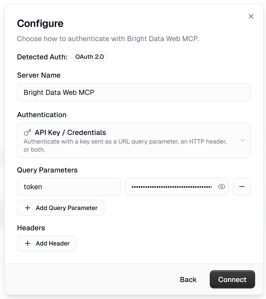Configuring the Web MCP conncetion