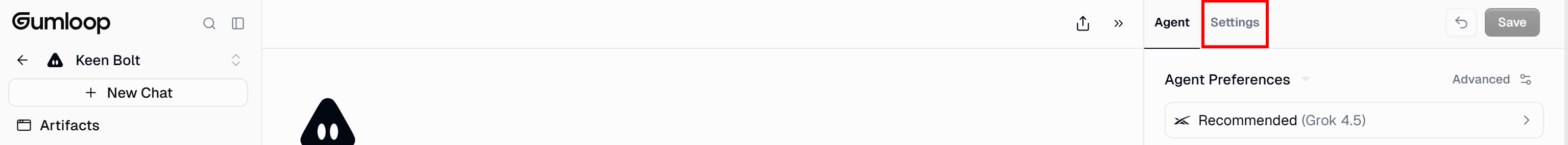 Moving to the “Settings” tab