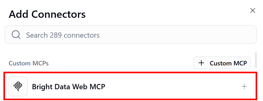 Note the “Bright Data Web MCP” entry