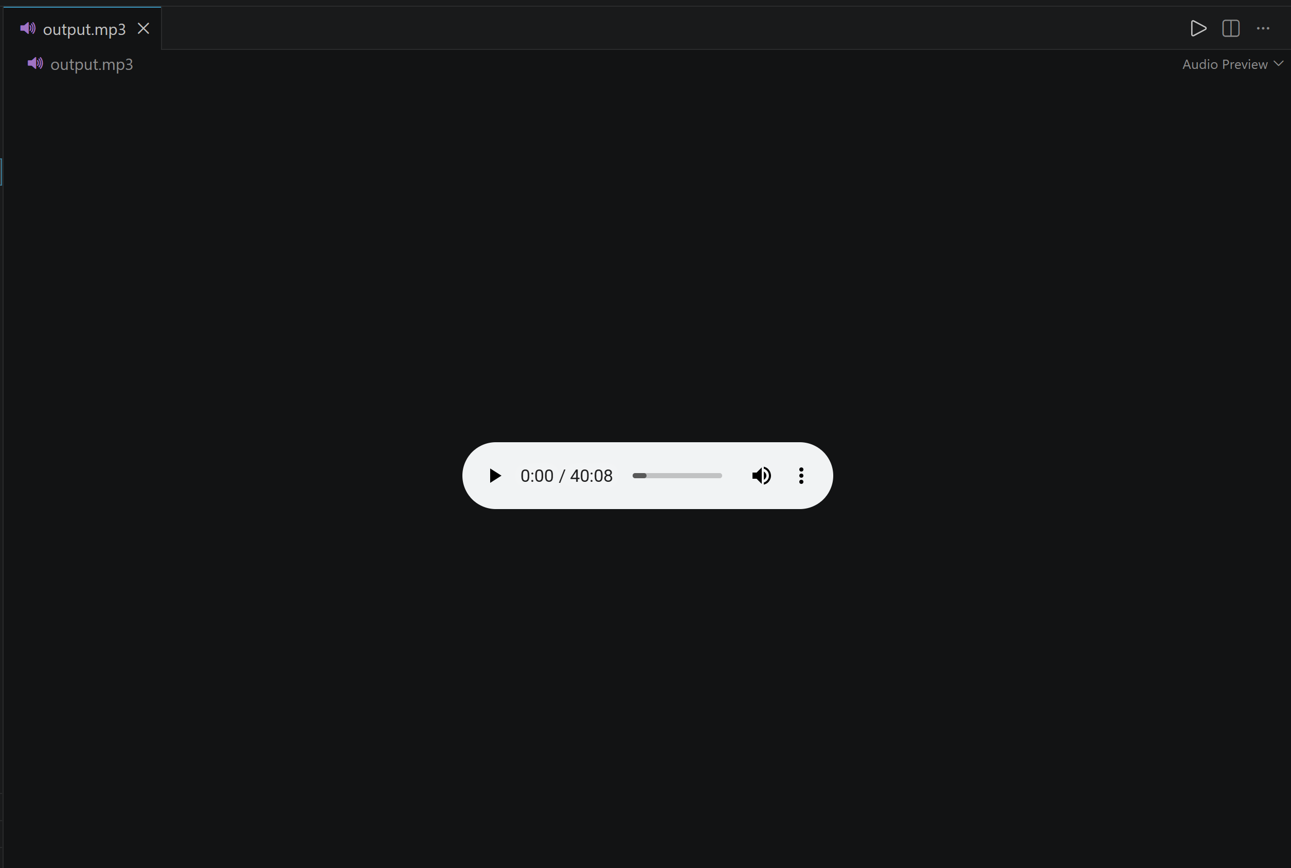 The downloaded “output.mp3” audio file