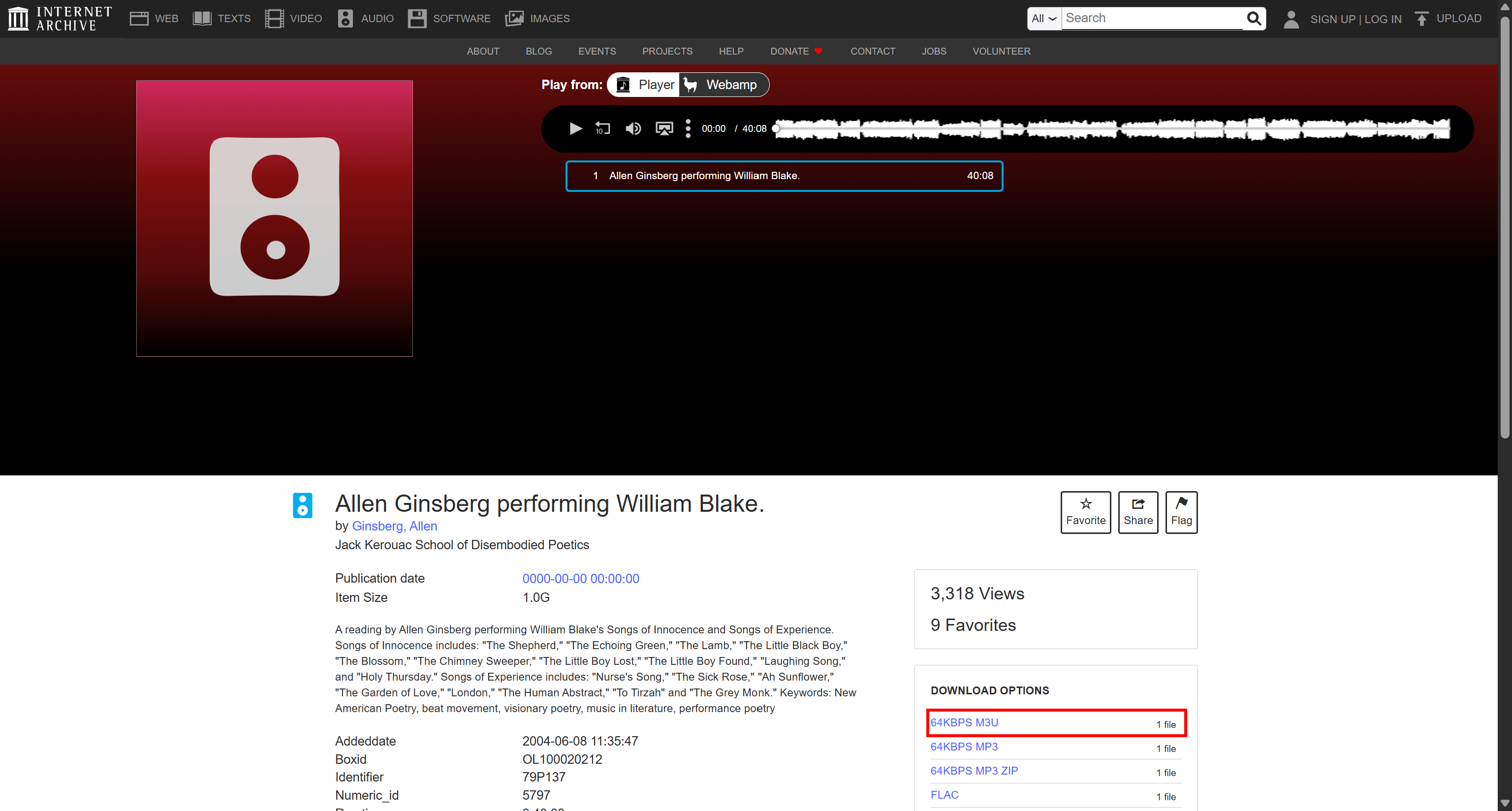 Note the link to download the audio file